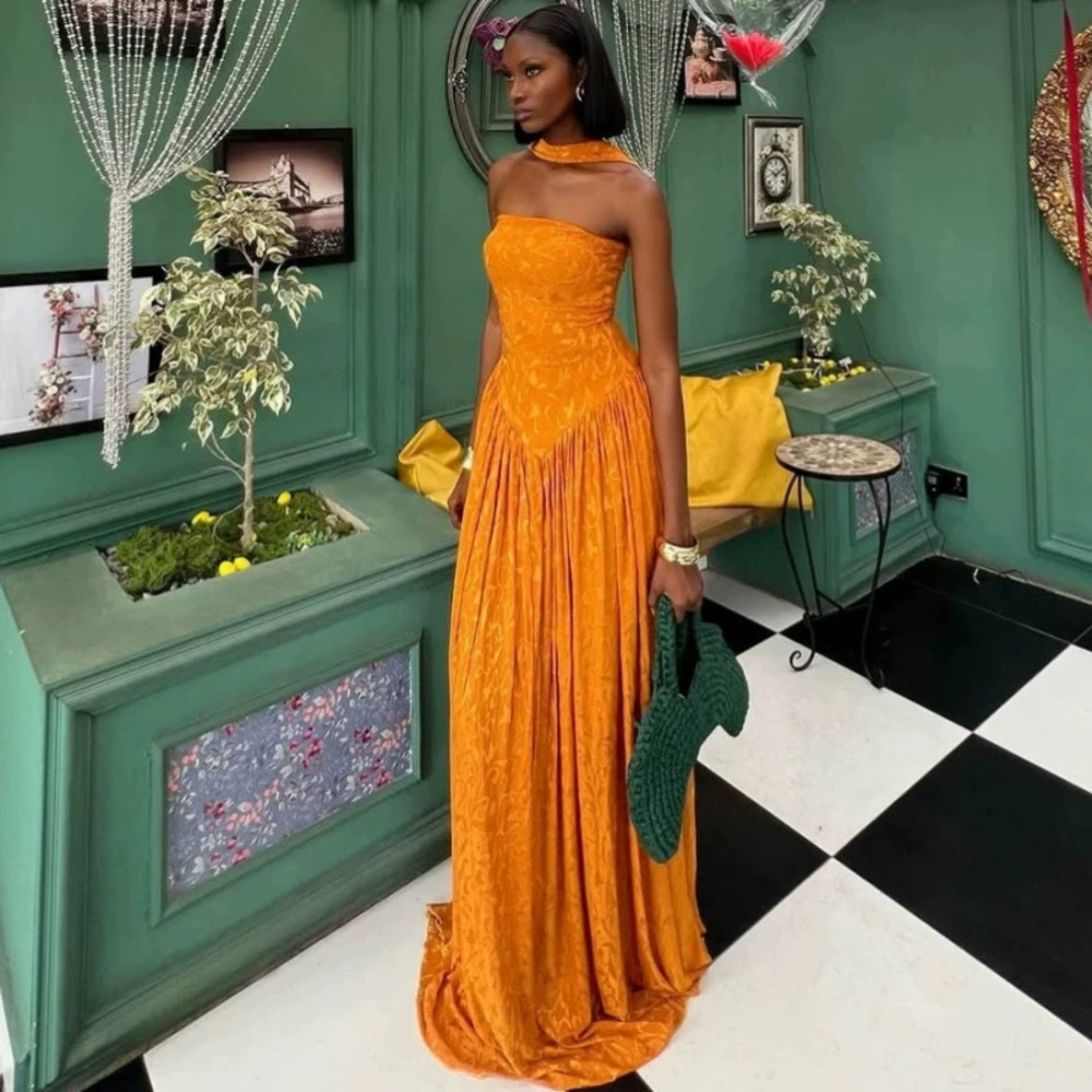 African Style Strapless Pure Sexy High Waist Floral Print Sash Maxi Dress